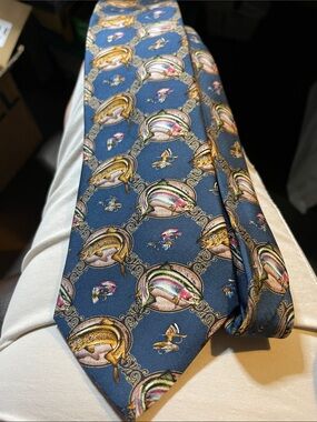 Classic Jon Q Wright & Artists Fly Fish Rainbow Trout Men's 100% Silk Tie